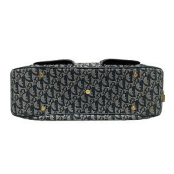 Christian Dior Double Saddle Bag Handbag Grey x Navy Blue Leather - Picture 5 of 12